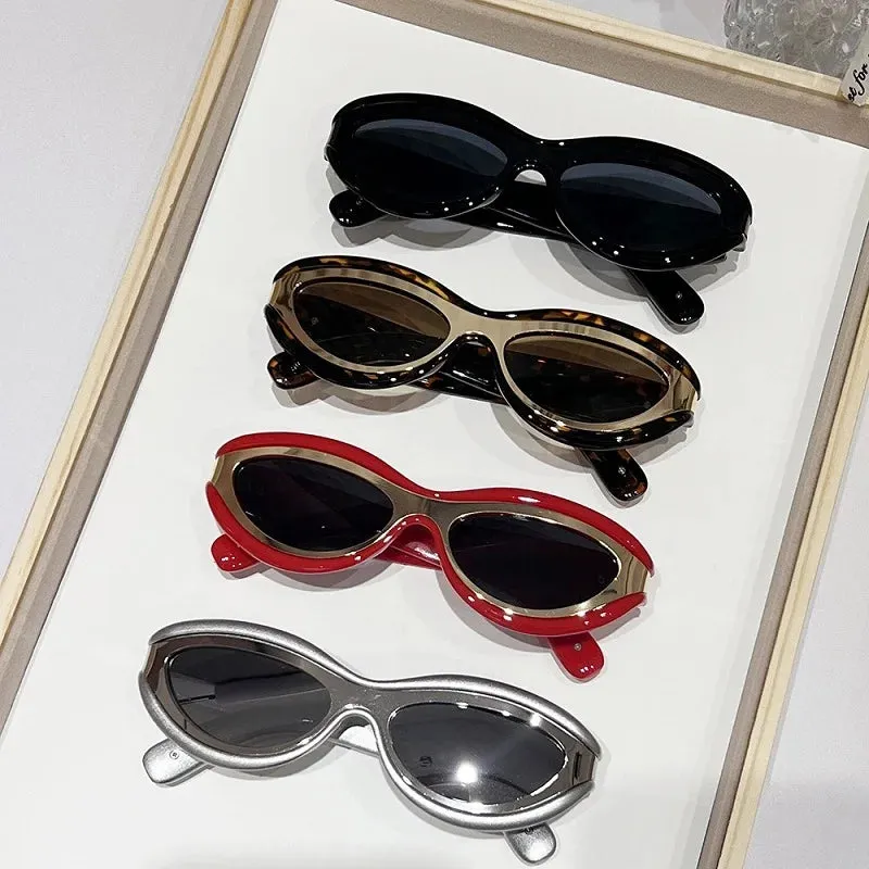 TEEK - Oval Cat Eye Dual Border Sunglasses