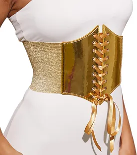 VASTLUCKY Womens Elastic Waist Belts Lace-up Cincher Waspie Corset Lace Fashion Waistband for Long Shirt Dress Belt