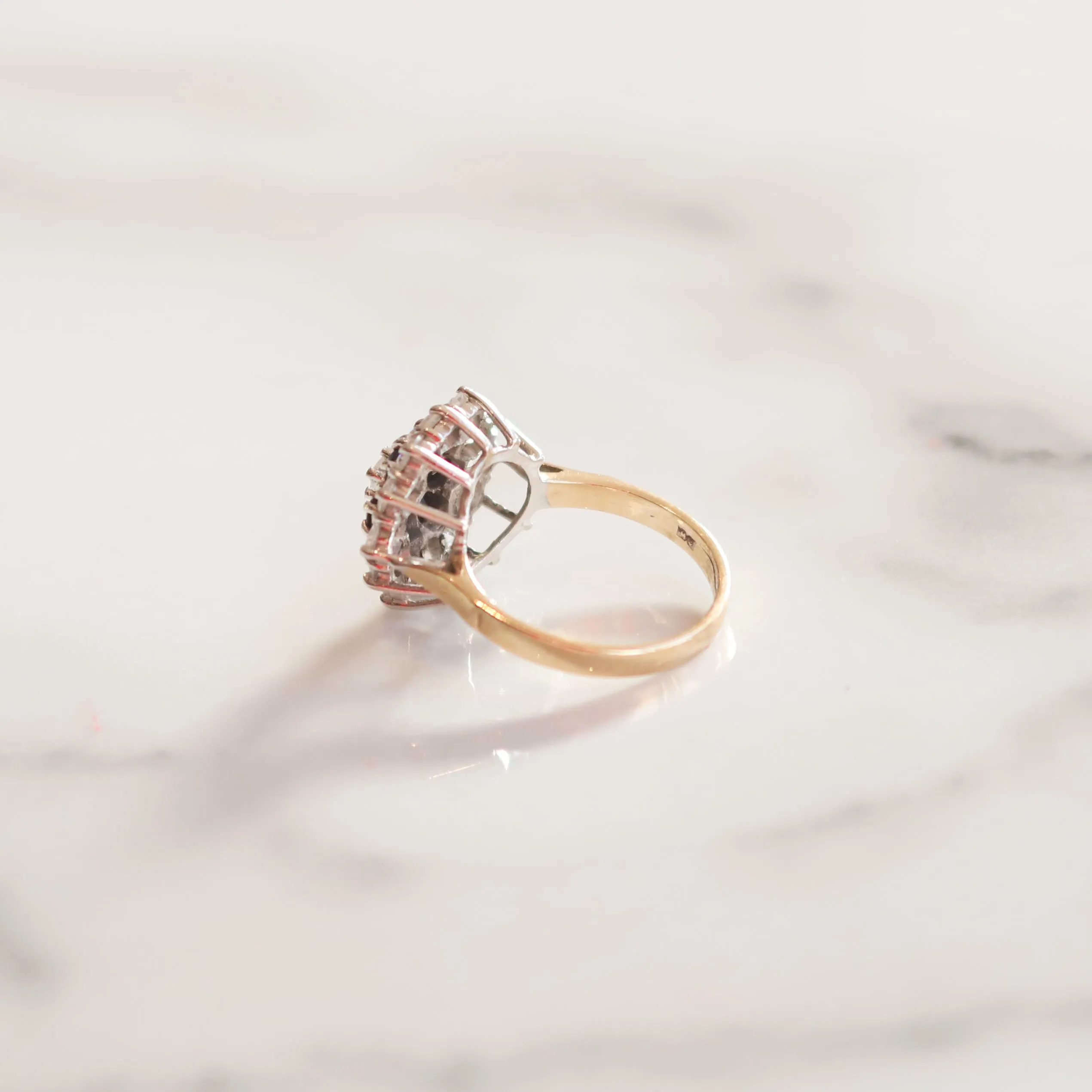 Vintage Maeve Dark Sapphire Cluster Ring | Size N | 9ct Solid Gold