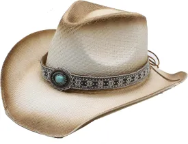 Western Straw Cowboy Hat for Women Men Wide Brim Summer Sun Hat Classic Cowgirl Hat with Belt Buckle for Travel