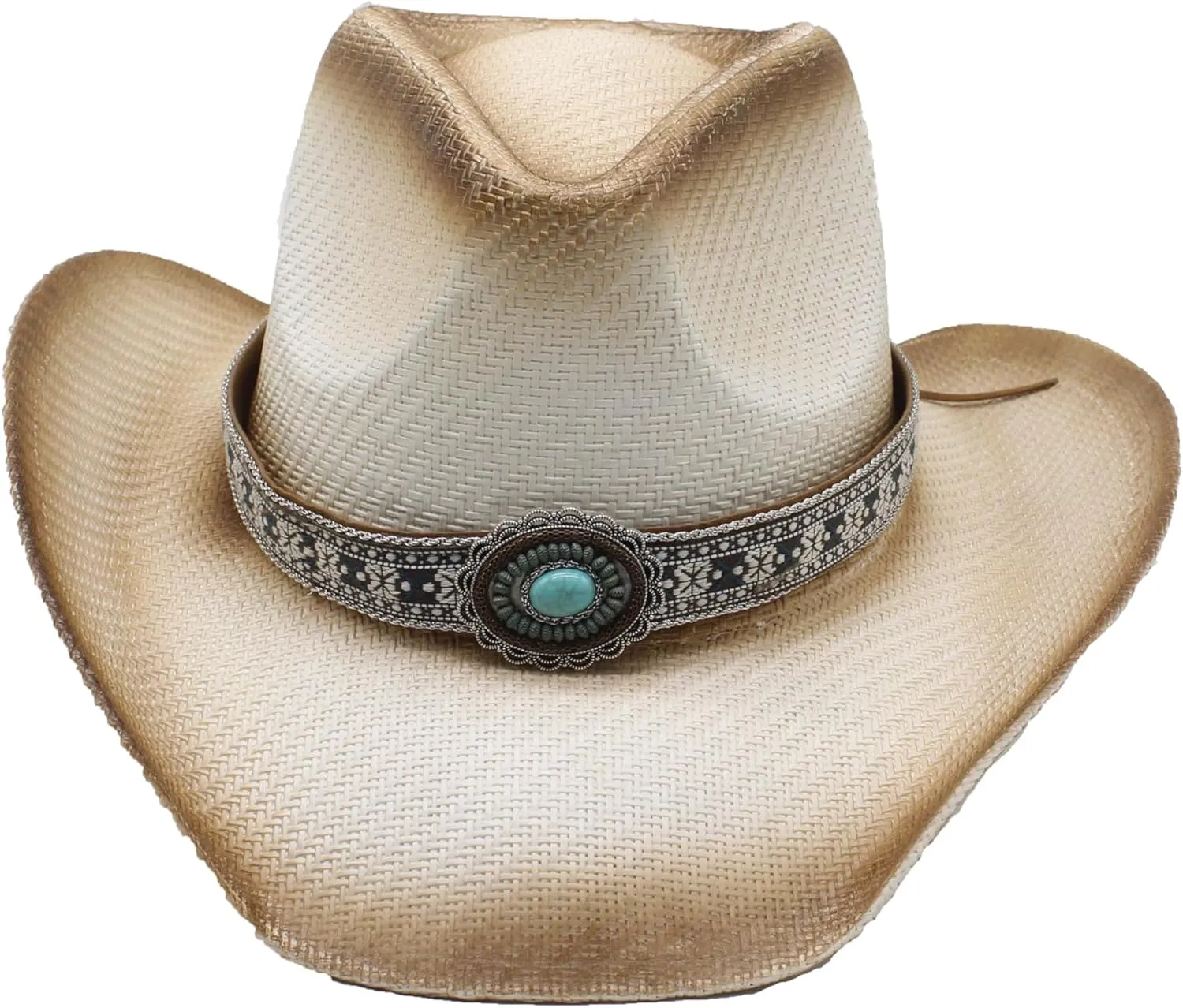 Western Straw Cowboy Hat for Women Men Wide Brim Summer Sun Hat Classic Cowgirl Hat with Belt Buckle for Travel