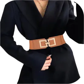 Wide Belts for Women Fashion Elastic Belt for Dresses Vintage Waist Belt Ladies Stretchy Belt Gold Buckle