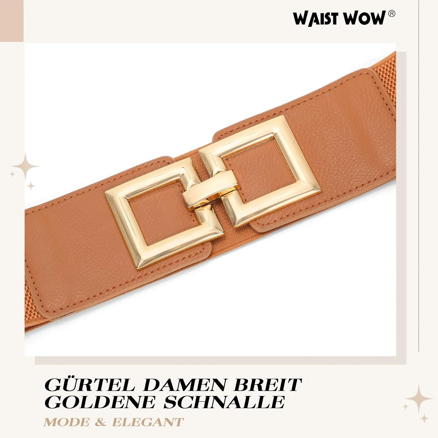 Wide Belts for Women Fashion Elastic Belt for Dresses Vintage Waist Belt Ladies Stretchy Belt Gold Buckle