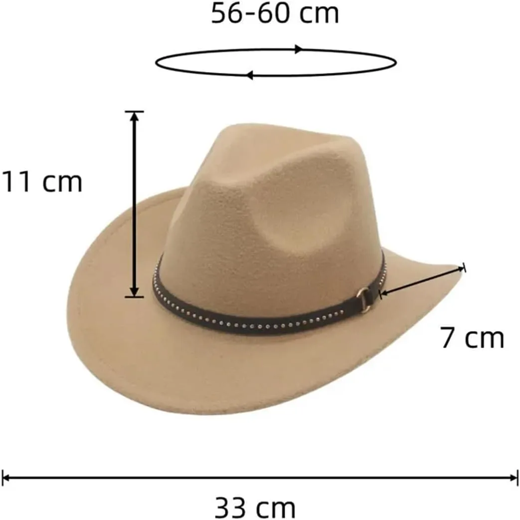 Women Men Rivet Belt Decorative Curling Hat Wide Brim Top Hat Panama Jazz Fedora Hats