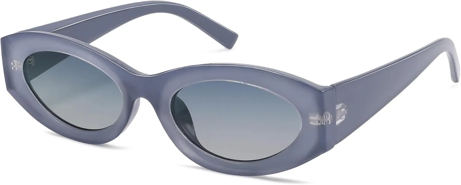 Women Polarized Oval Sunglasses UV400 Protection Retro Trendy Fashion Shades for Driving & Outdoor Wear