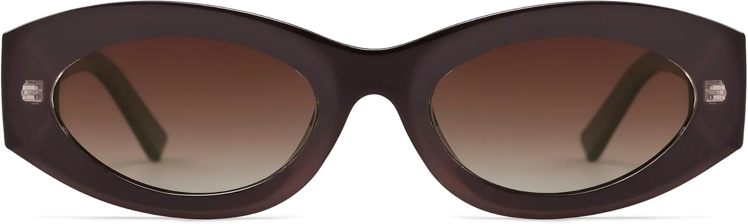 Women Polarized Oval Sunglasses UV400 Protection Retro Trendy Fashion Shades for Driving & Outdoor Wear