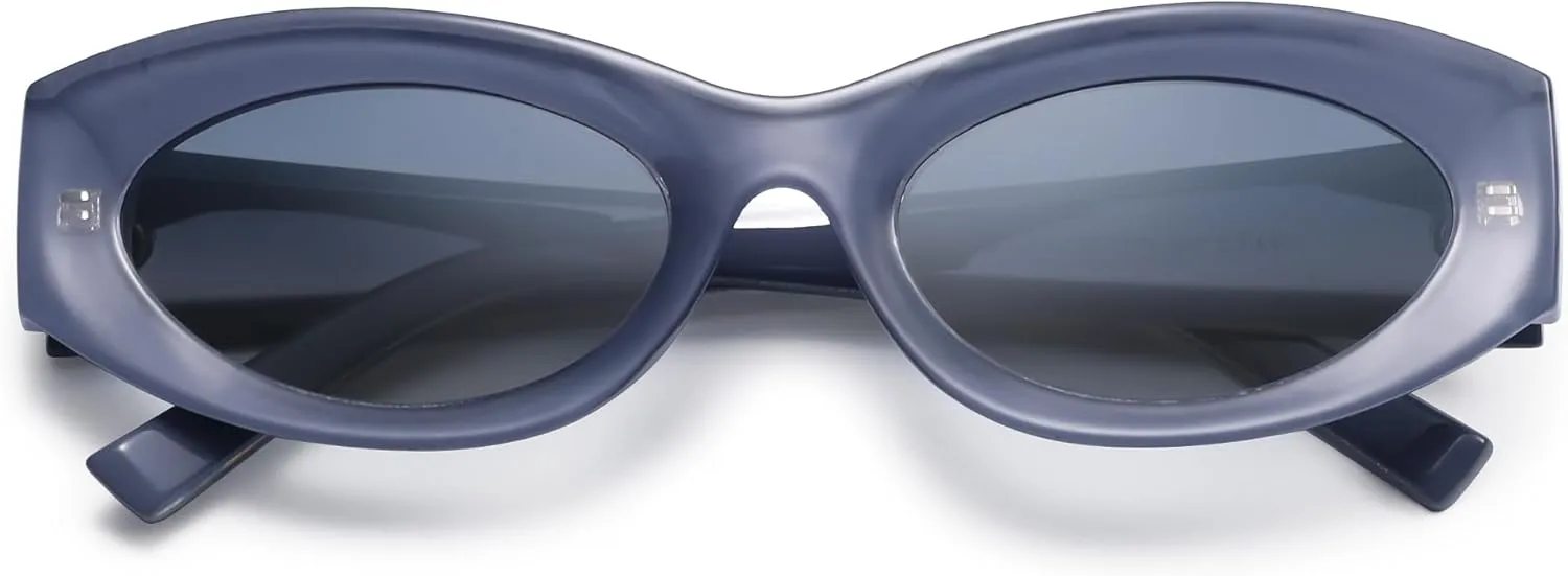 Women Polarized Oval Sunglasses UV400 Protection Retro Trendy Fashion Shades for Driving & Outdoor Wear