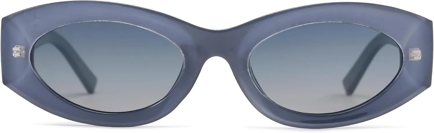 Women Polarized Oval Sunglasses UV400 Protection Retro Trendy Fashion Shades for Driving & Outdoor Wear