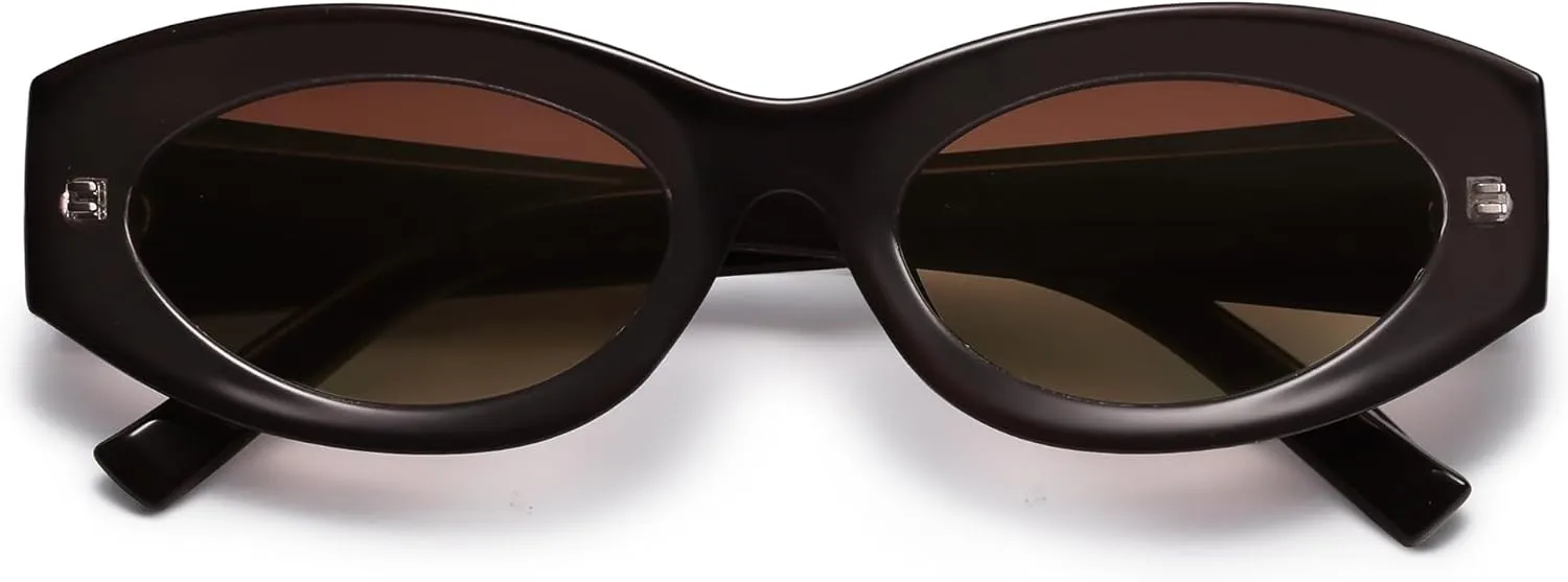 Women Polarized Oval Sunglasses UV400 Protection Retro Trendy Fashion Shades for Driving & Outdoor Wear