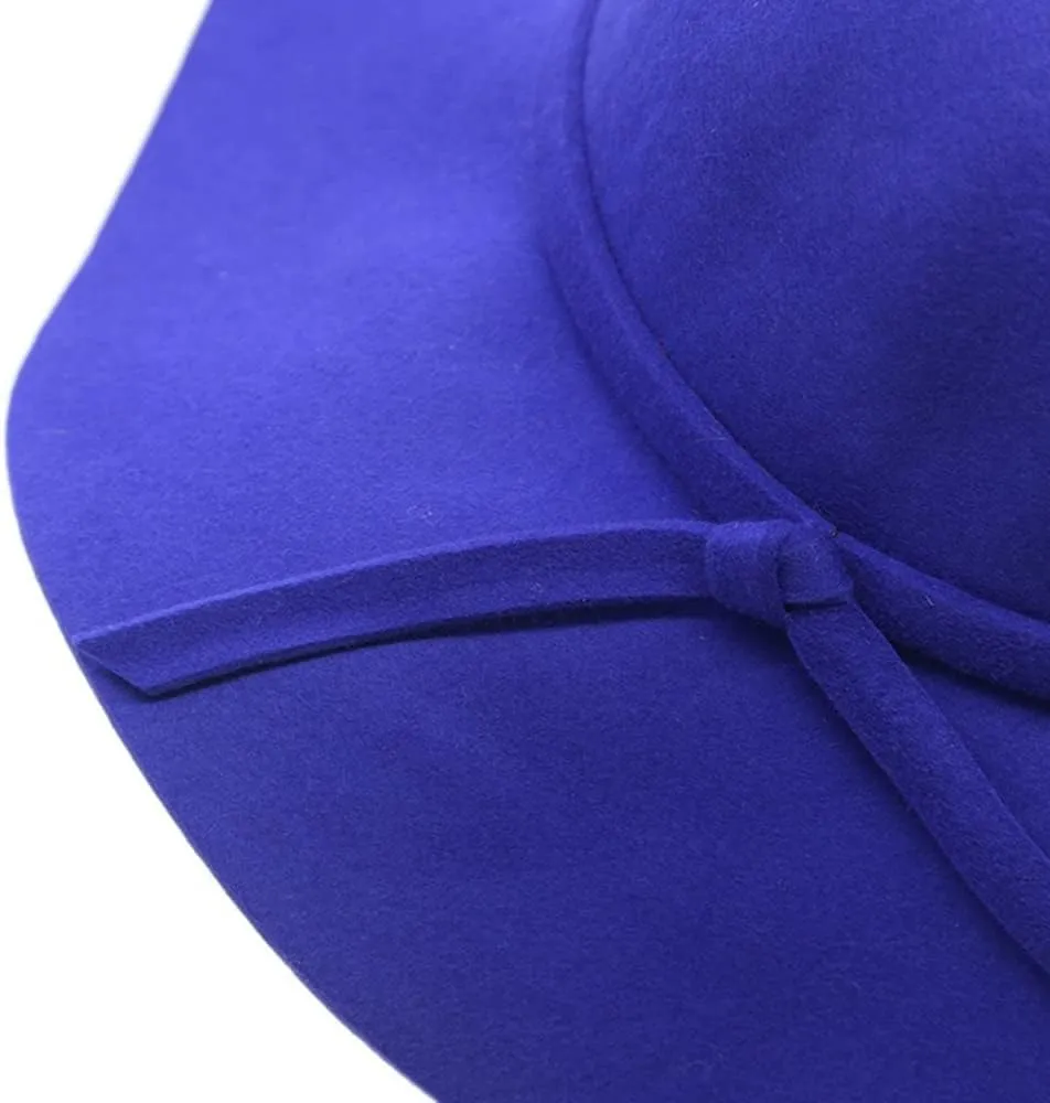 Women's 100% Wool Foldable Wide Brim Retro Fedora Floppy Felt Bowler Hat