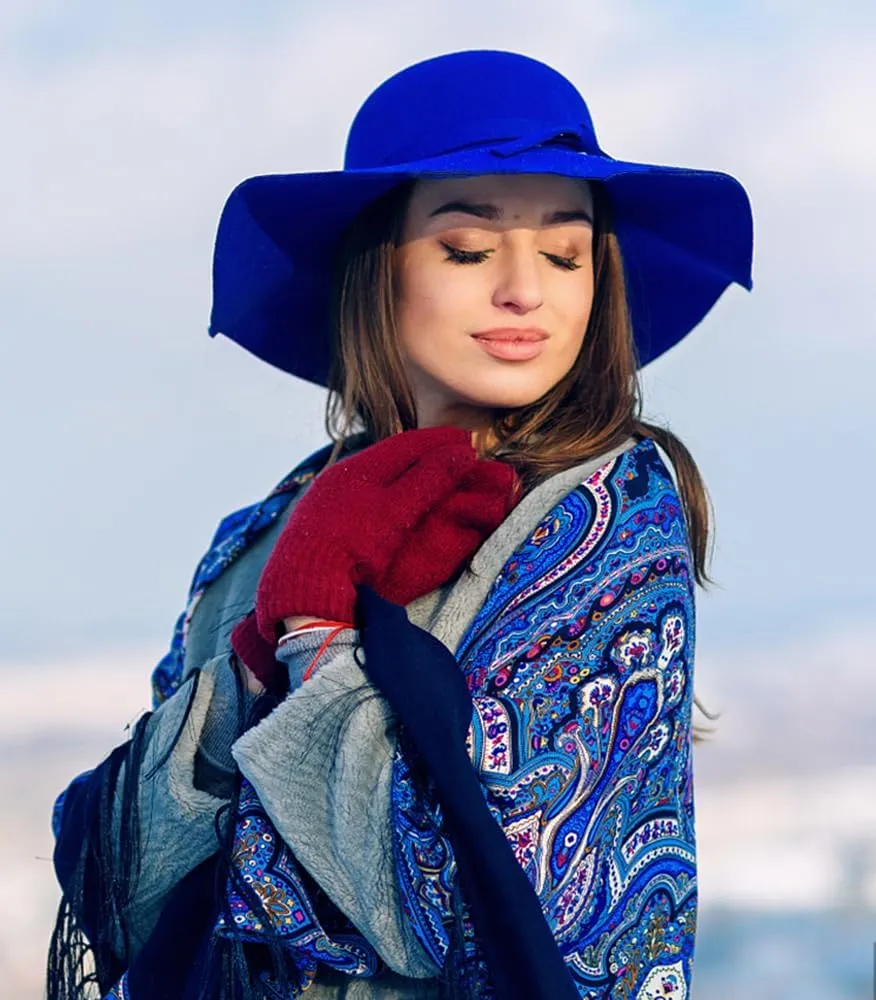 Women's 100% Wool Foldable Wide Brim Retro Fedora Floppy Felt Bowler Hat